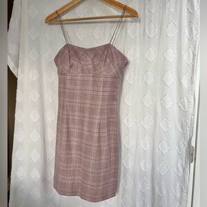 INTERMIX Pink Plaid Mini Dress